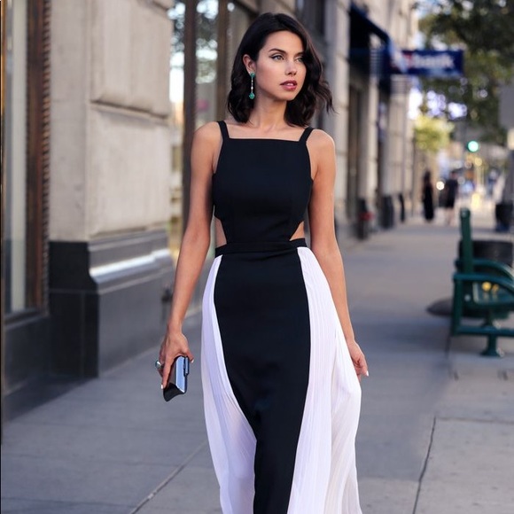 BCBG Black & White Cutout Evening Gown. Size 2 - Picture 2 of 10